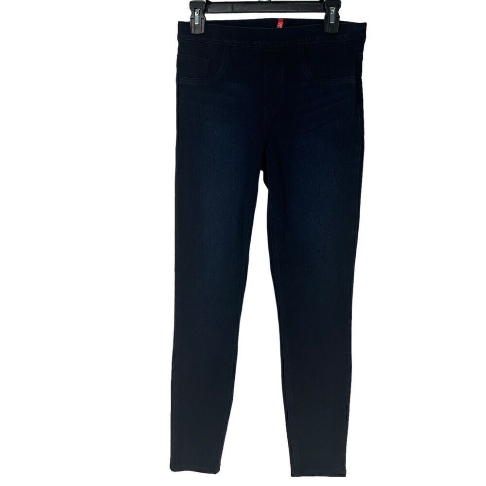 SPANX Jean Ish Leggings Size M Blue Classic Ankle Stretch Slimming Pull On Dark